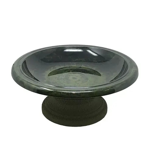 Hunter Green Fiber Clay Bird Bath
