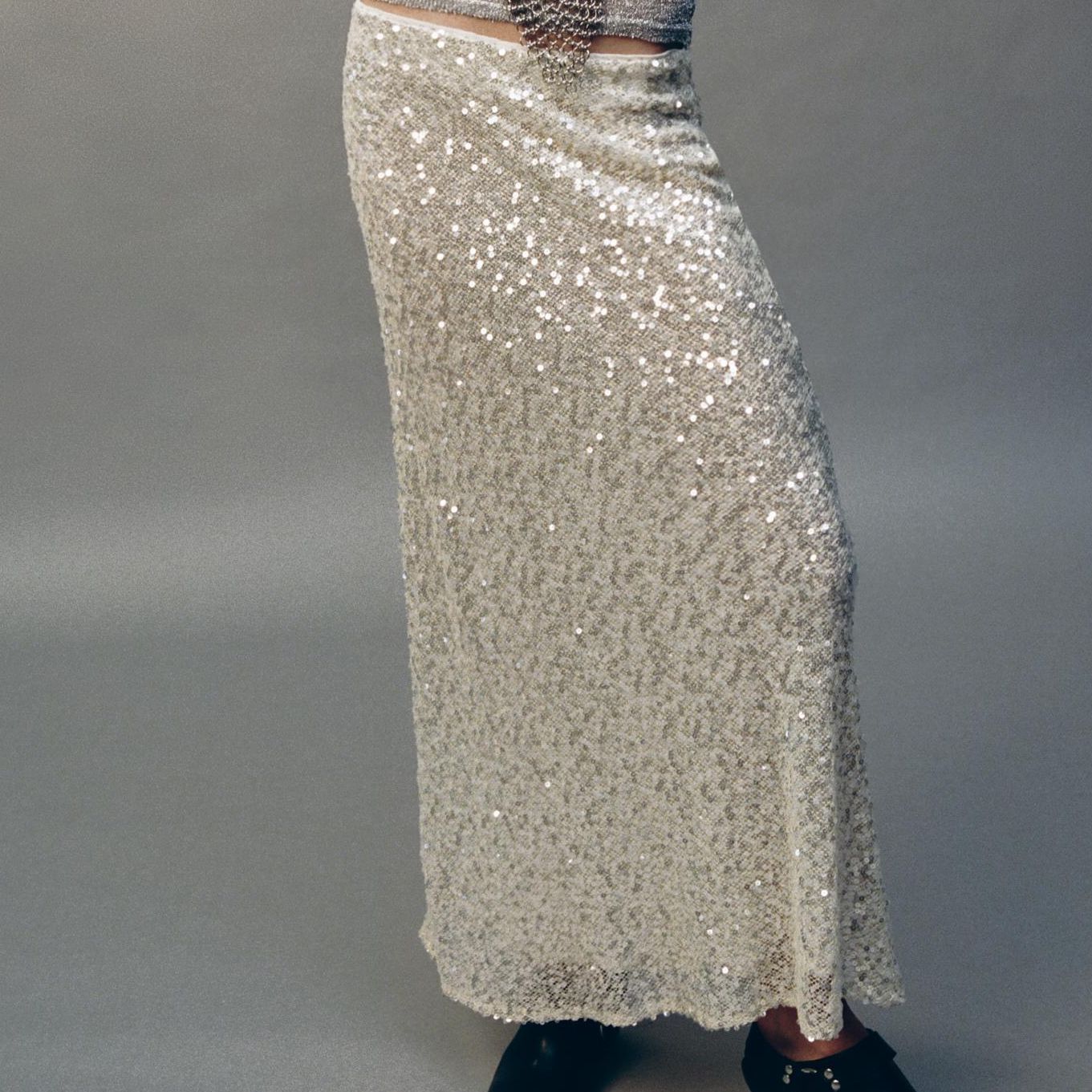 Sequin Midi Skirt