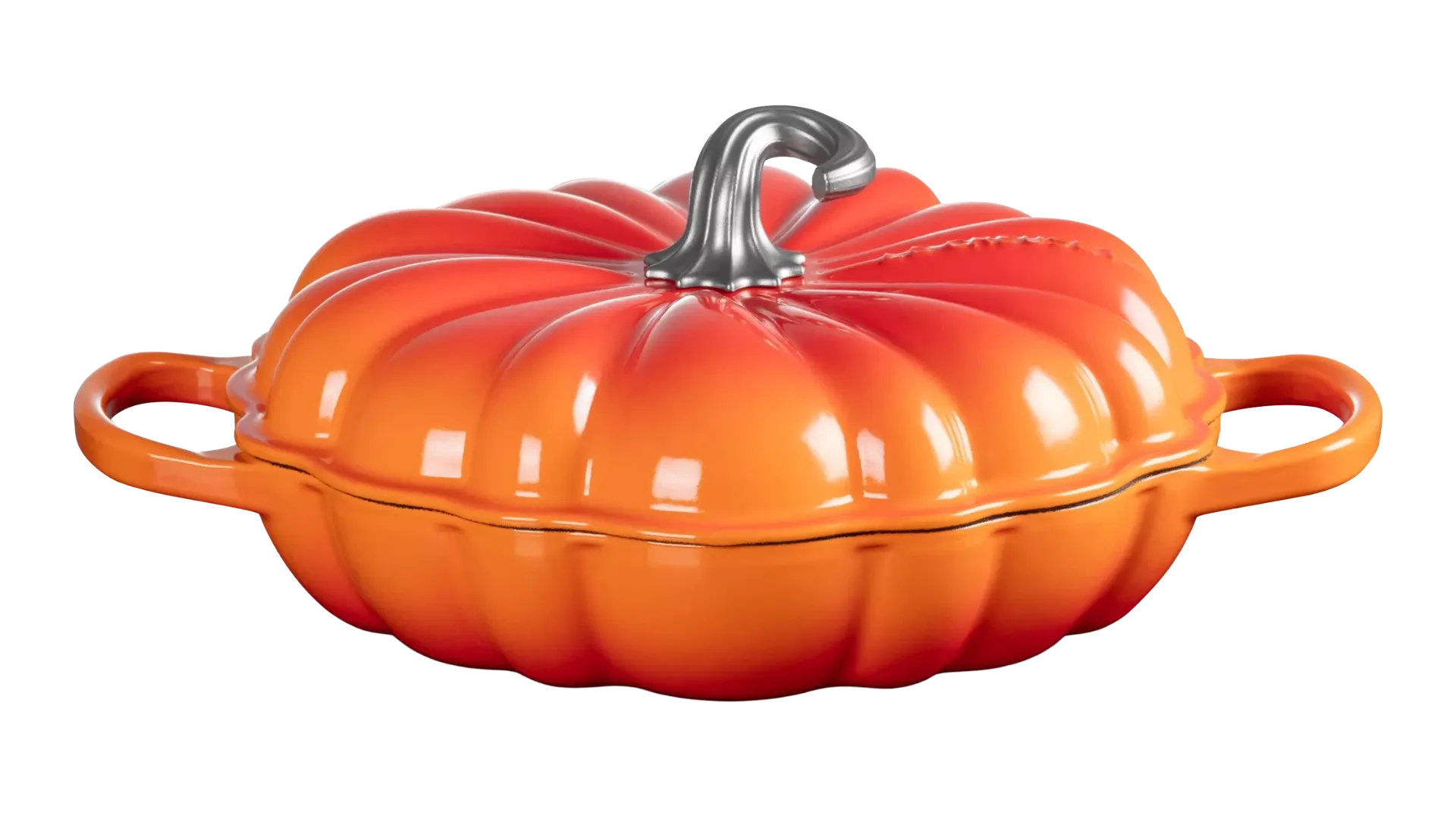 Le Creuset Cast Iron Pumpkin Shallow Casserole, 24cm, Volcanic