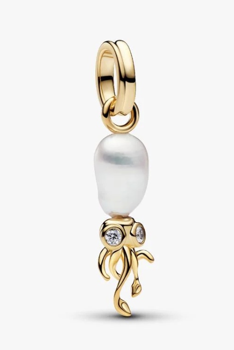 Pandora, Treated Freshwater Cultured Baroque Pearl Squid Dangle Charm