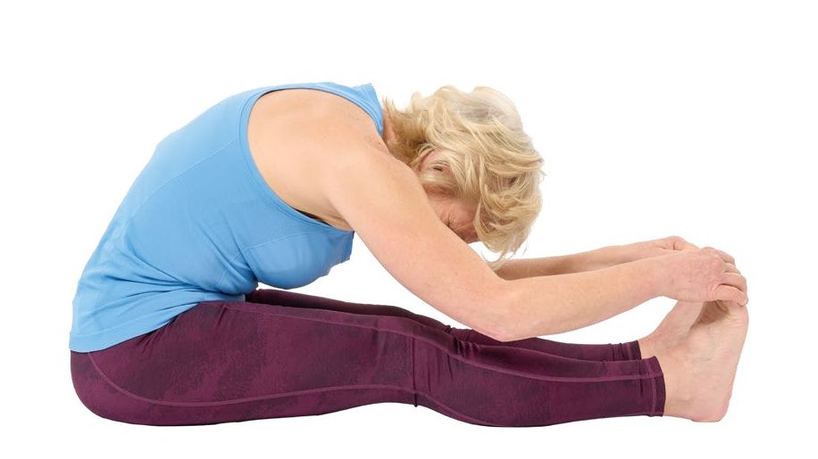 Annie Deadman demonstrating a Seated forward bend