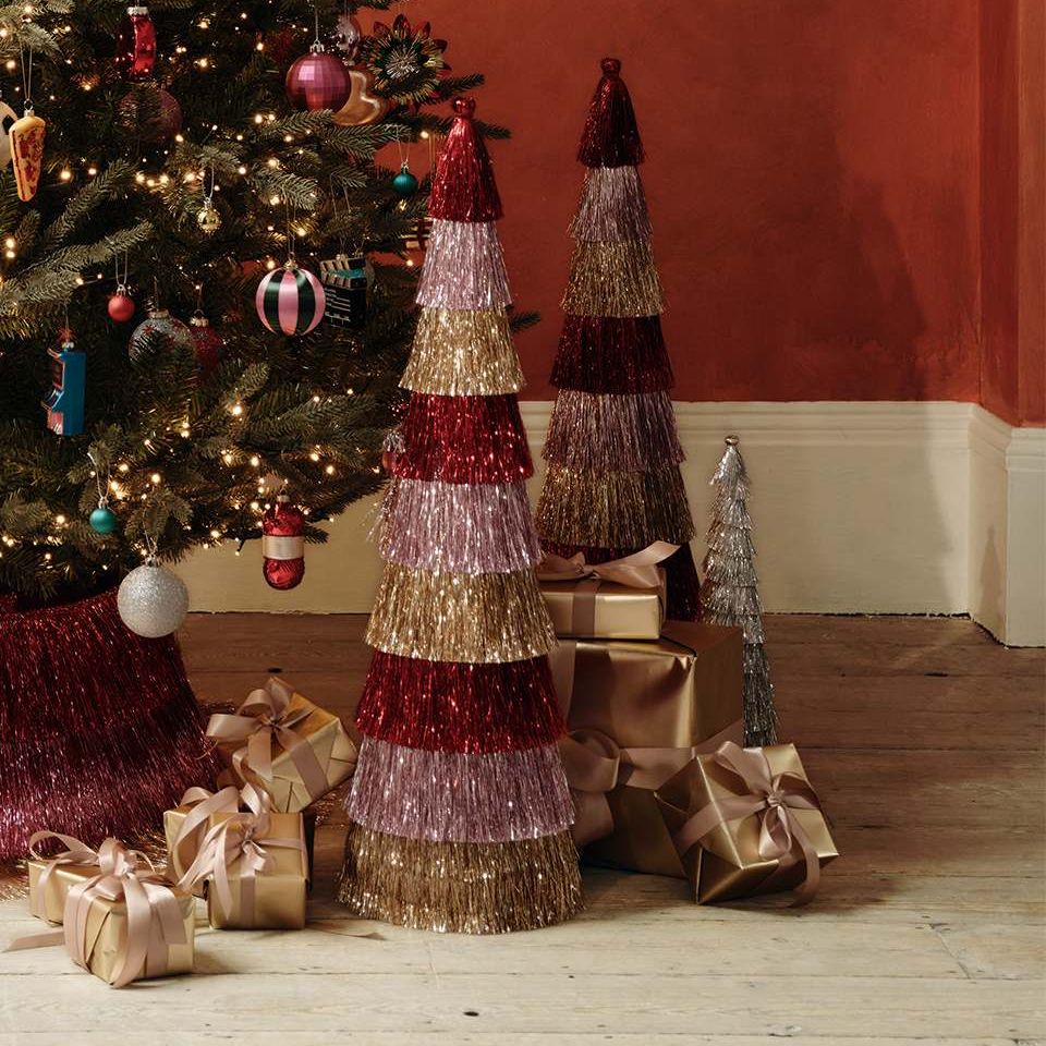 3ft Striped Tinsel Tree Room Decoration