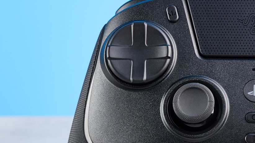 A black Razer Raiju V3 Pro controller for PS5