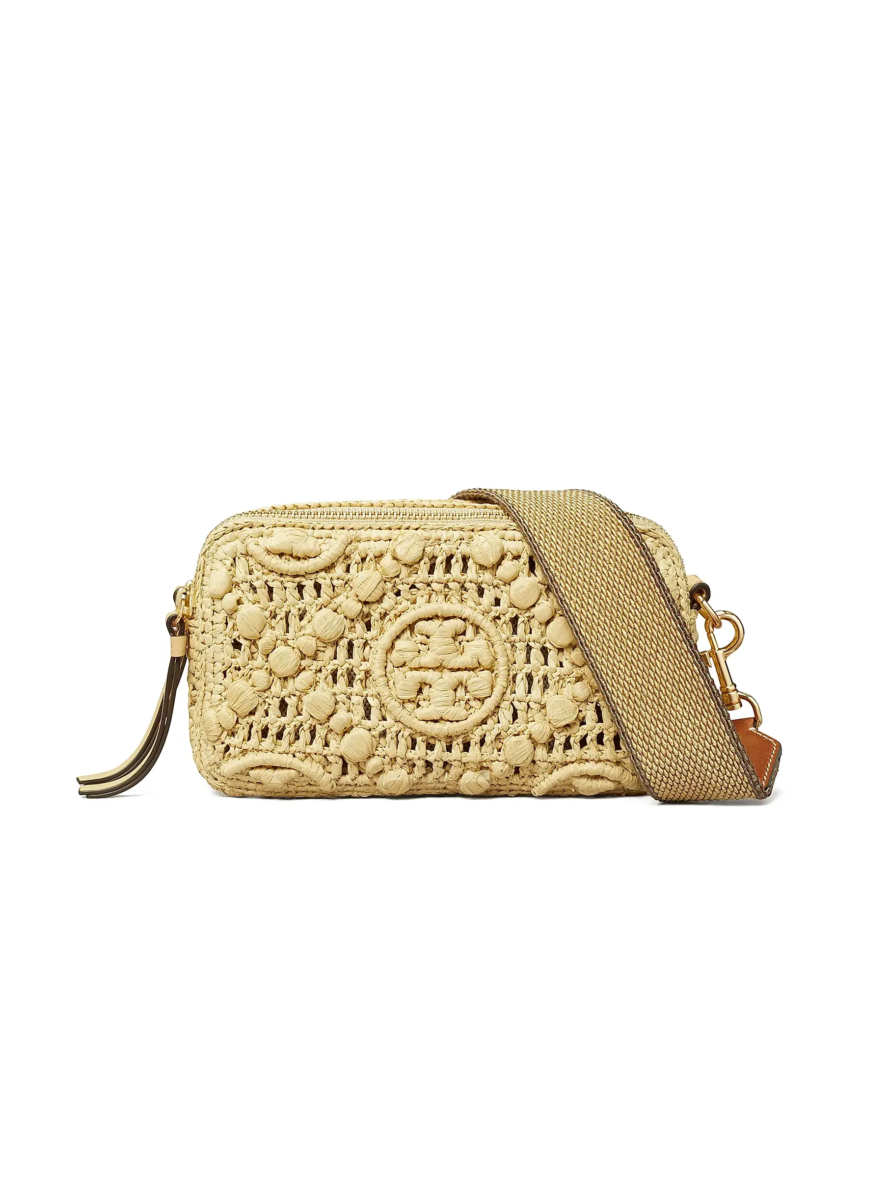 T Monogram Mini Miller Raffia Crossbody Bag