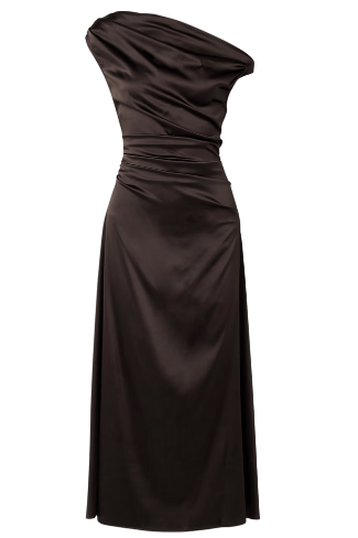 Staud , Phare Draped Silk-Blend Midi Dress