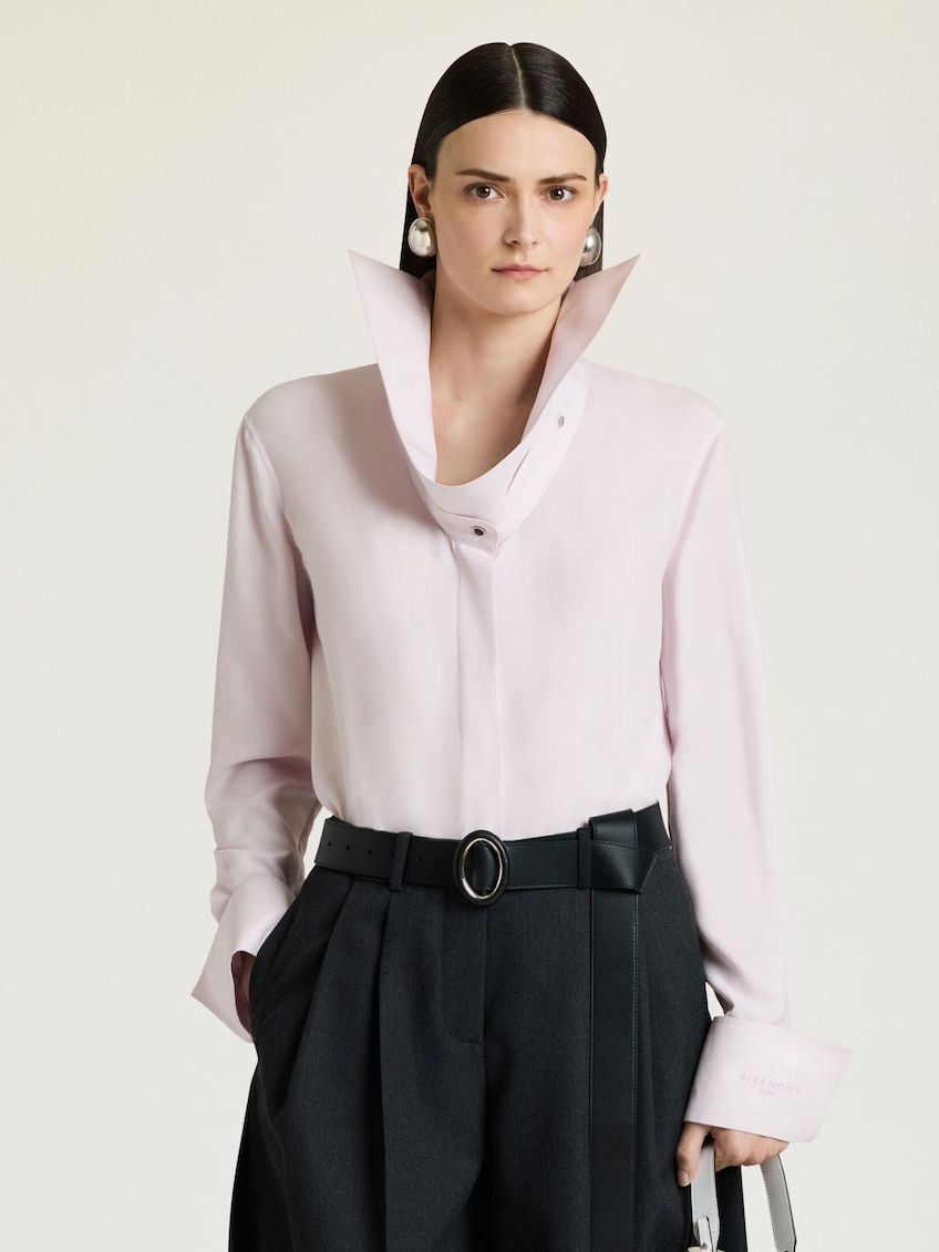 Shirt in Silk With Deconstructed Collar