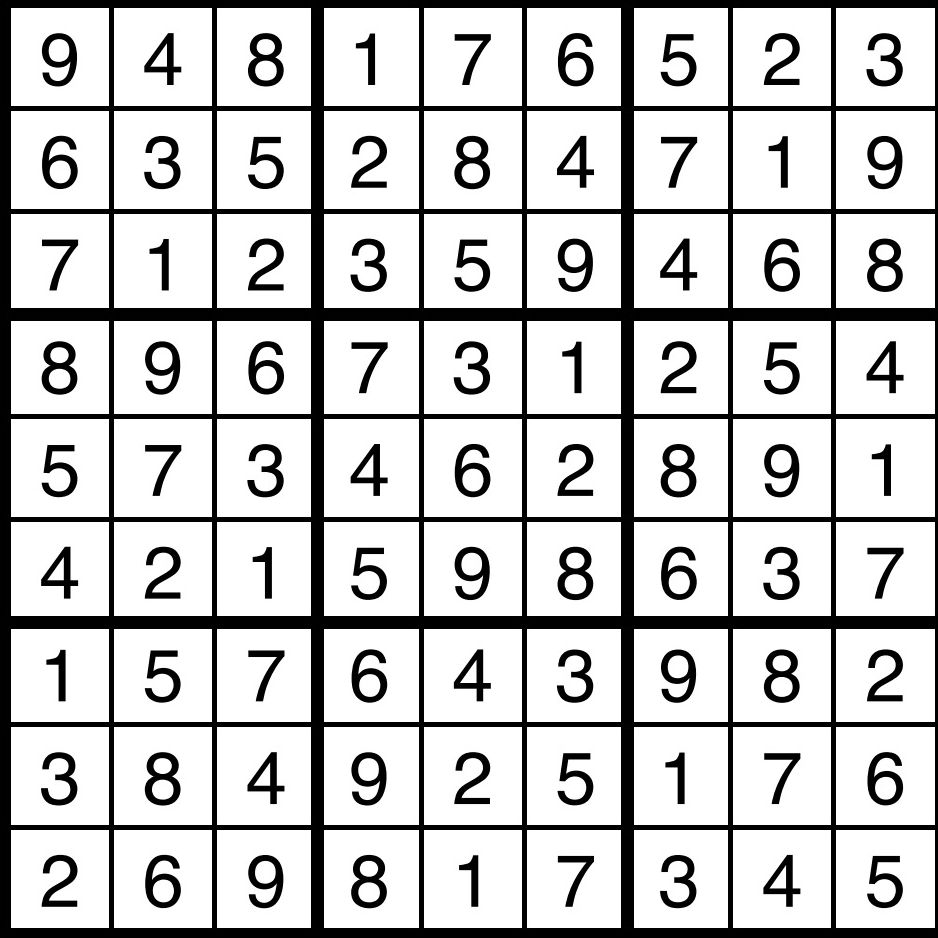 A sudoku solution