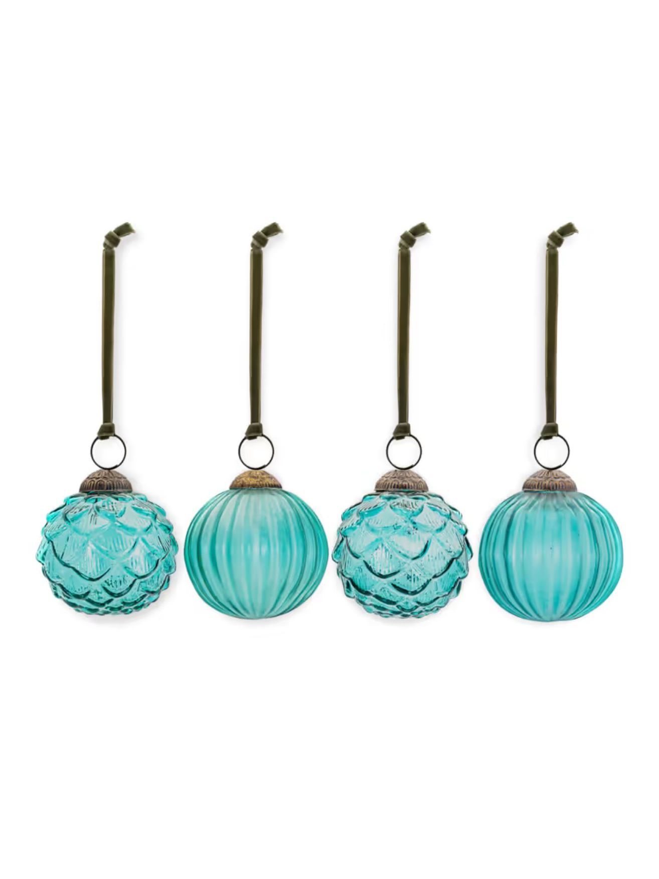 nkuku, Hara Baubles in Antique Teal, Set of 4