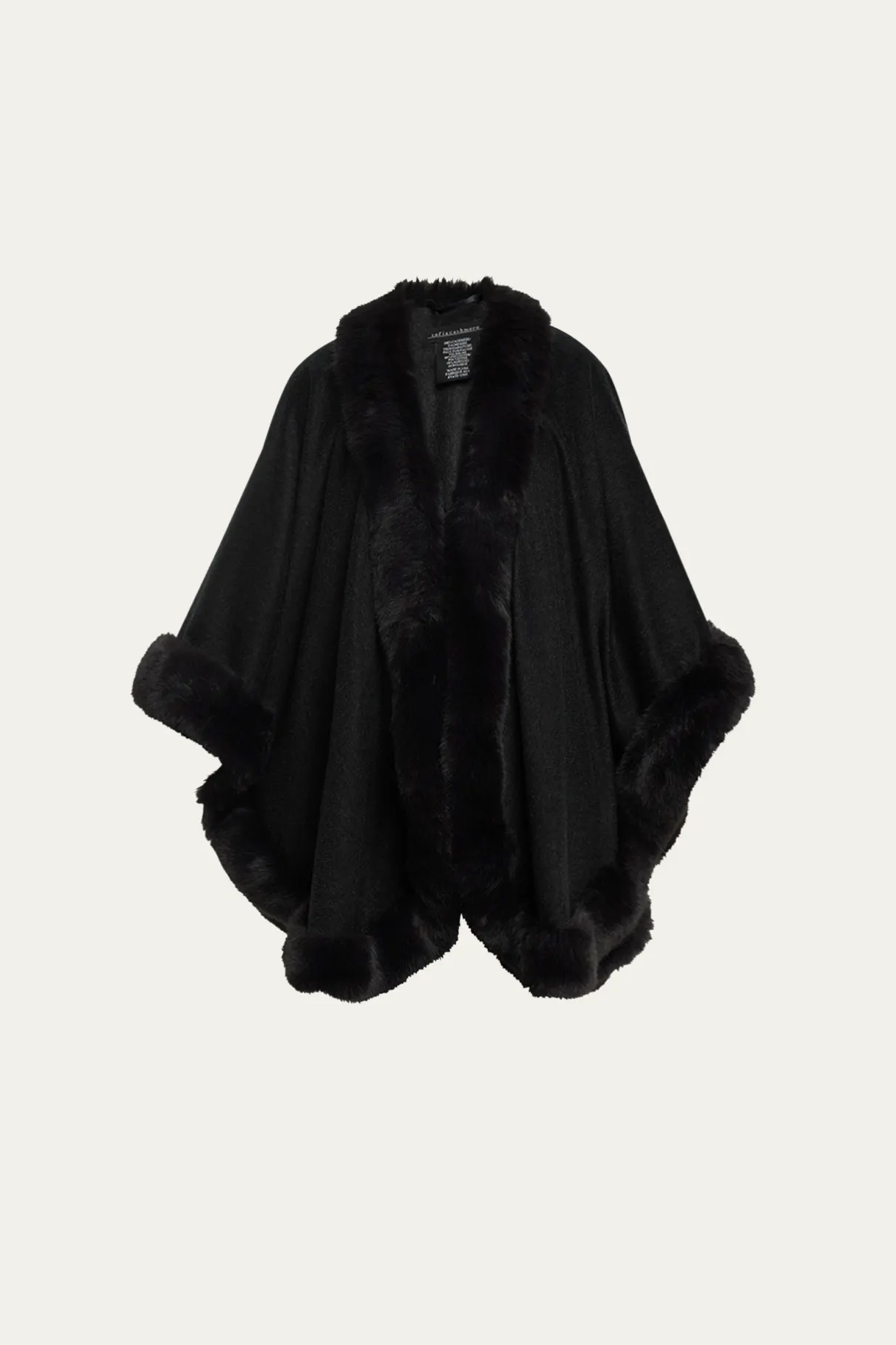 Sofia Cashmere , Cashmere Cape With Faux Fur Trim
