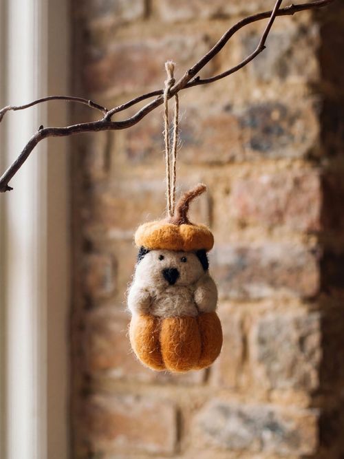 Percy Pumpkin Dog Felt Bauble