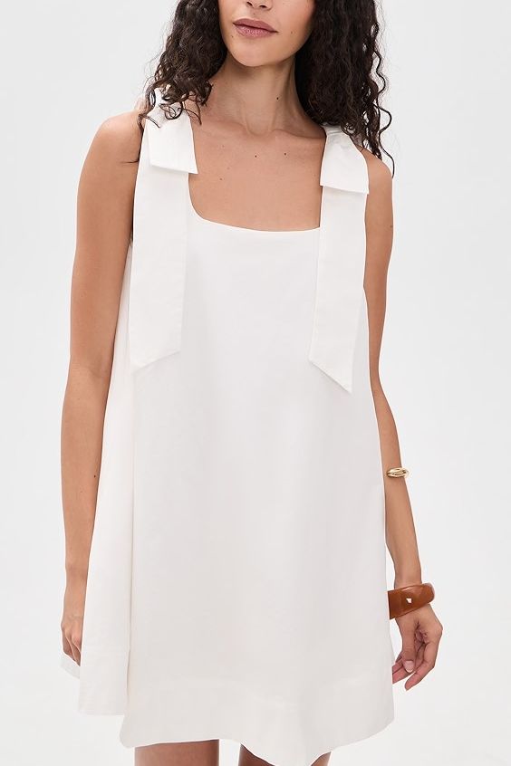 Bow Sleeveless Mini Dress - White