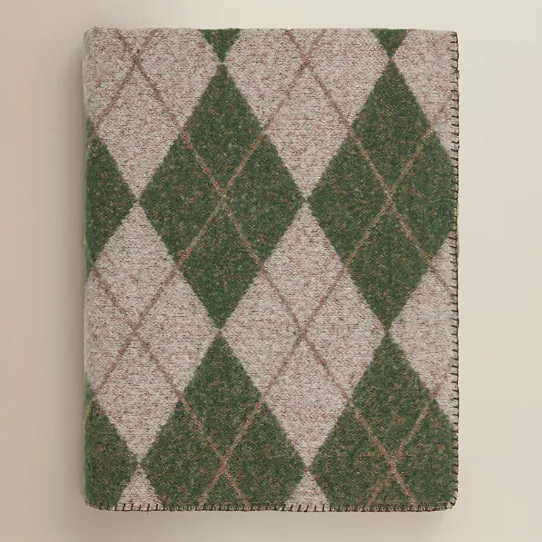 George Home, Green Argyle Brushed Throw - 120 x 150cm