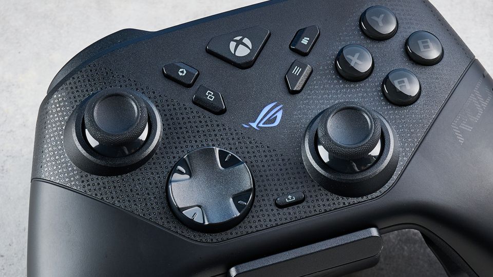 A black Asus ROG Raikiri II Xbox and PC controller