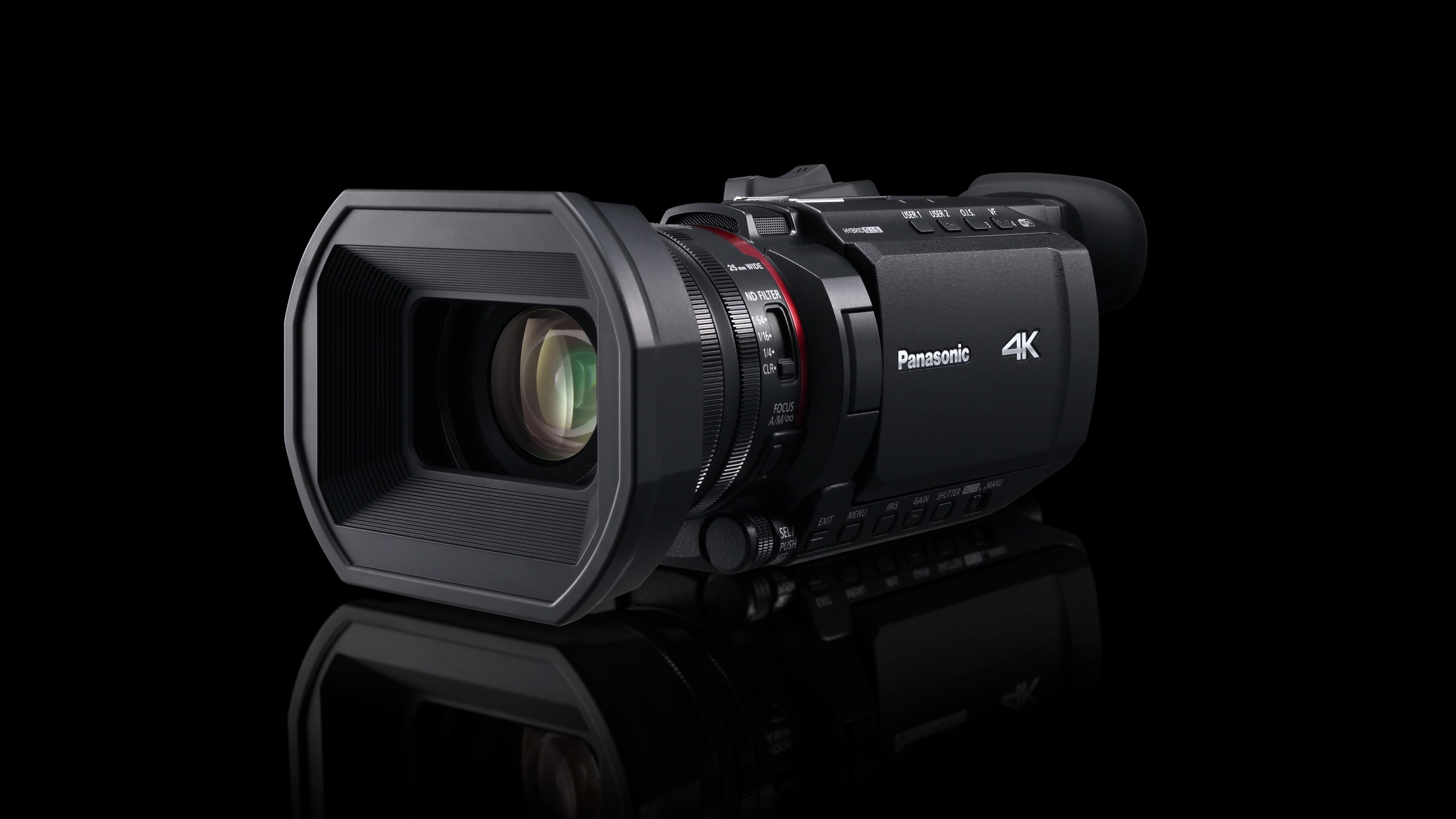 The Panasonic HC-X1600 on a black background