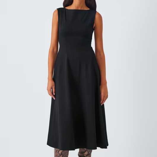 John Lewis, black midi dress