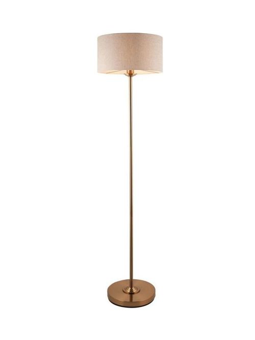 Manon Floor Light in Vintage Brass With Linen Shade
