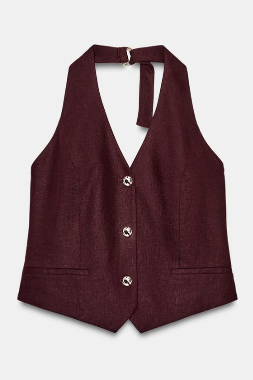 ZARA, Linen Halter Vest