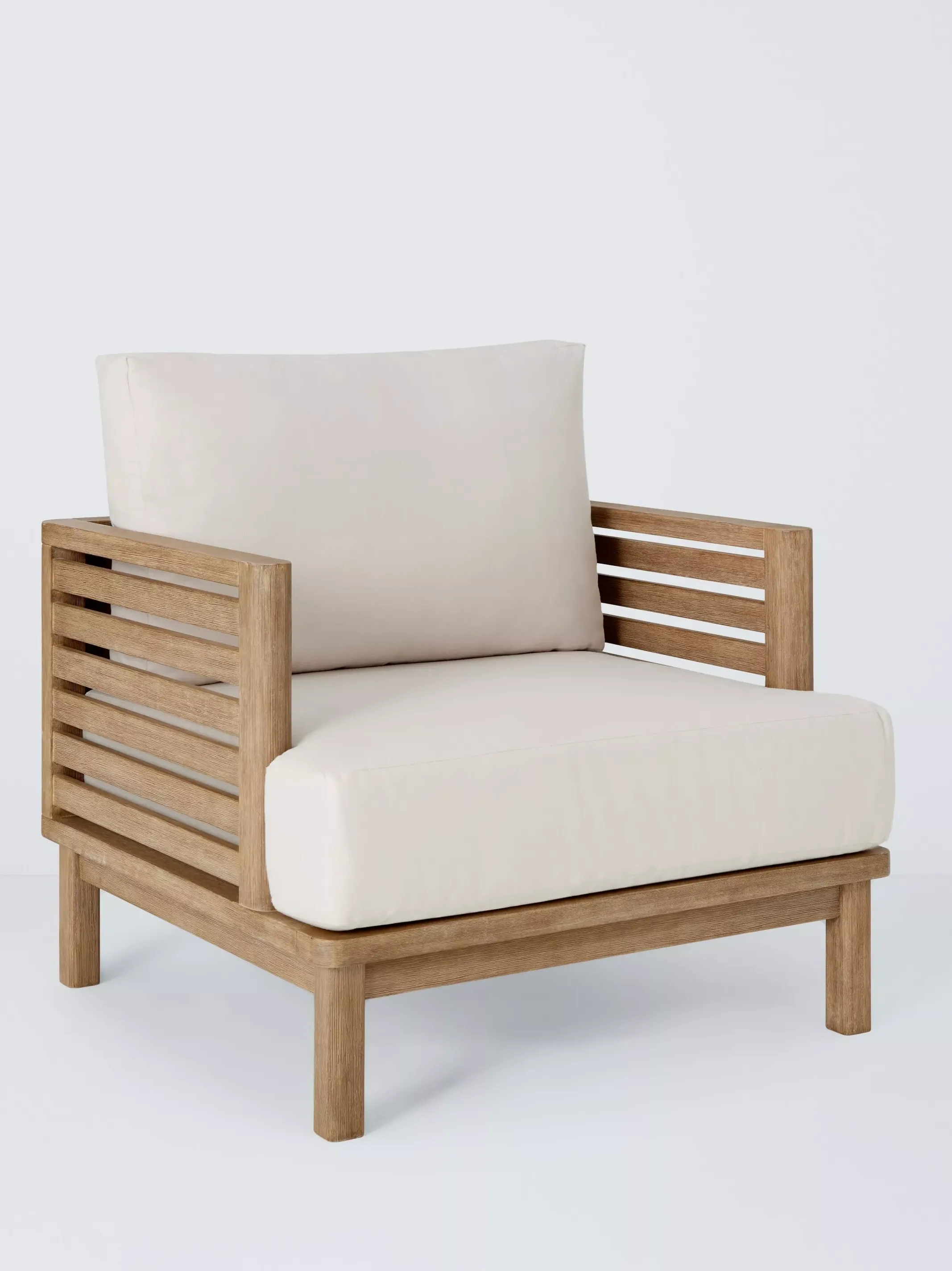 John Lewis Coast Eucalyptus Wood Garden Lounge Chair, Brushed Wood
