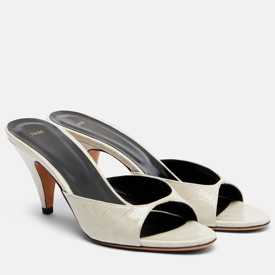 Haze Croc-Effect Patent Leather Mules in White - Jude