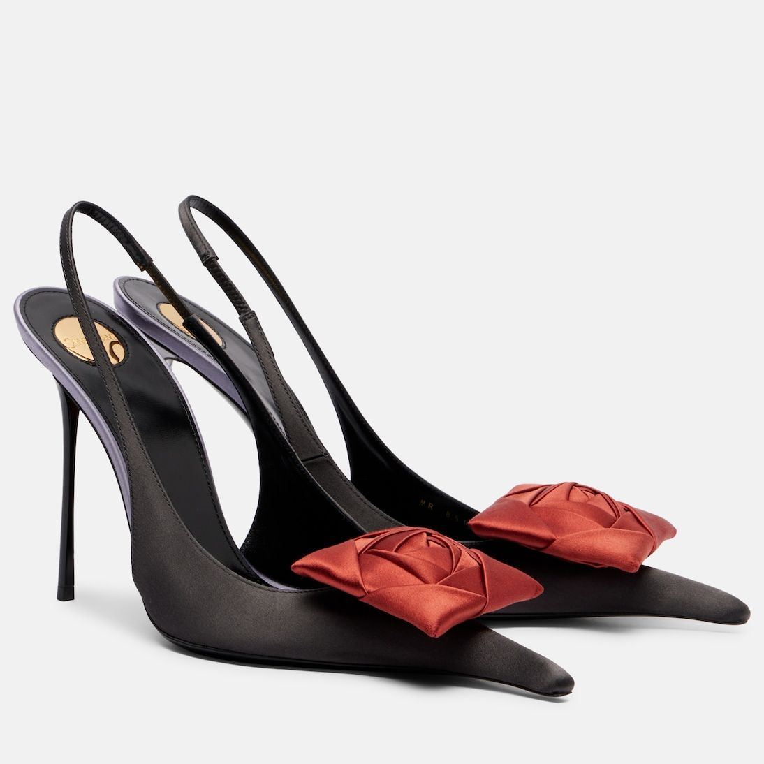 Amalia 110 Cr&amp;ecirc;pe Satin Slingback Pumps in Grey - Saint Laurent