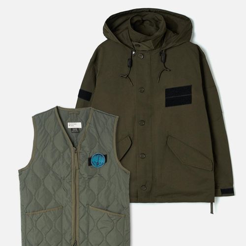 Taion X Universal Works Olive/olive Twill Down Raf Jacket - S