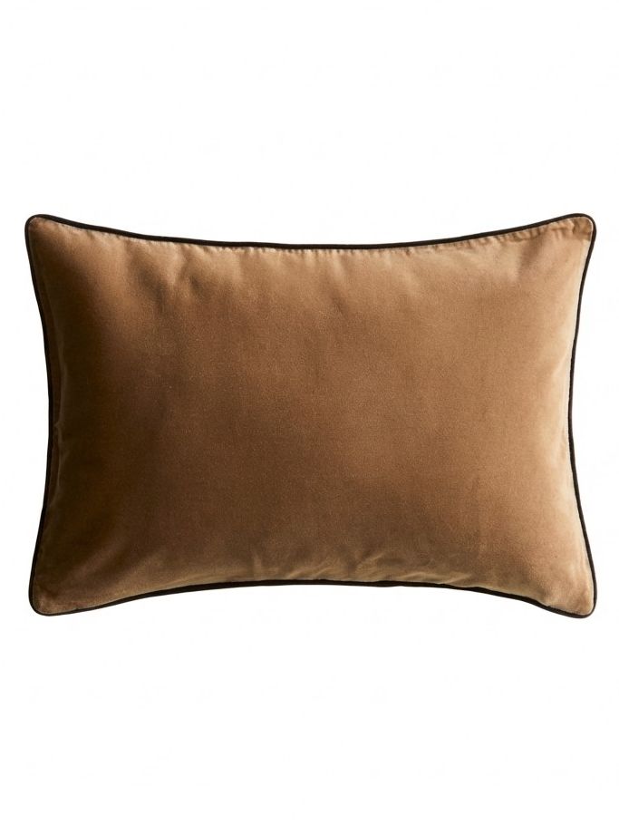 BRAND, Piping-Detail Velvet Cushion Cover - Light Beige/brown