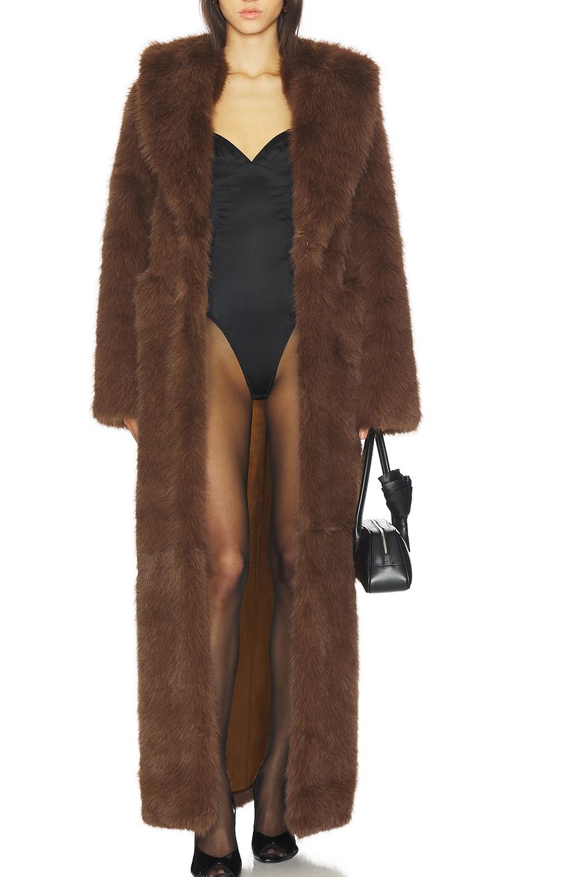 X Christina Elezaj Vincent Faux Fur Coat