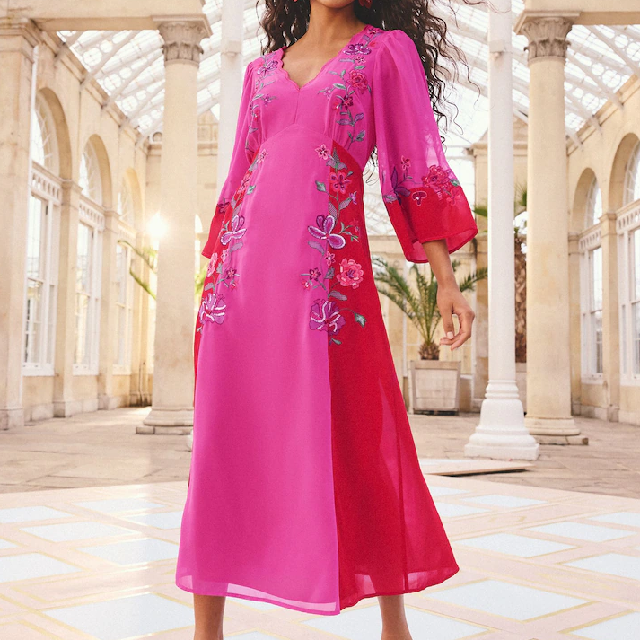 Next, Pink Midi Dress