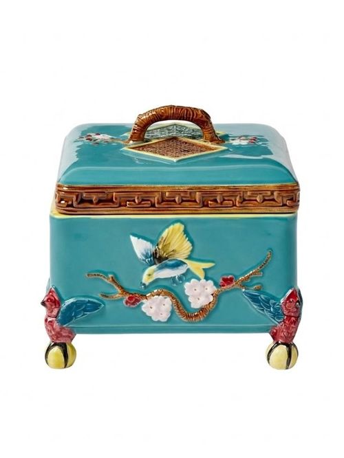 Bird Hand-Painted Majolica Ceramic Box