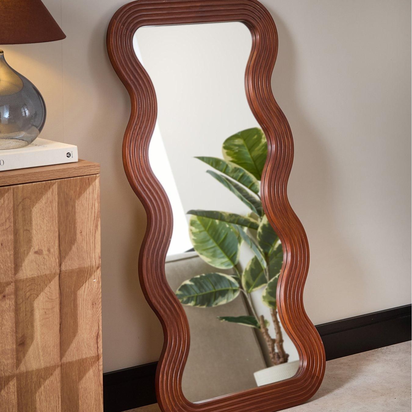 Dark Wiggle Wooden Leaner Mirror 120x60cm - One Colour
