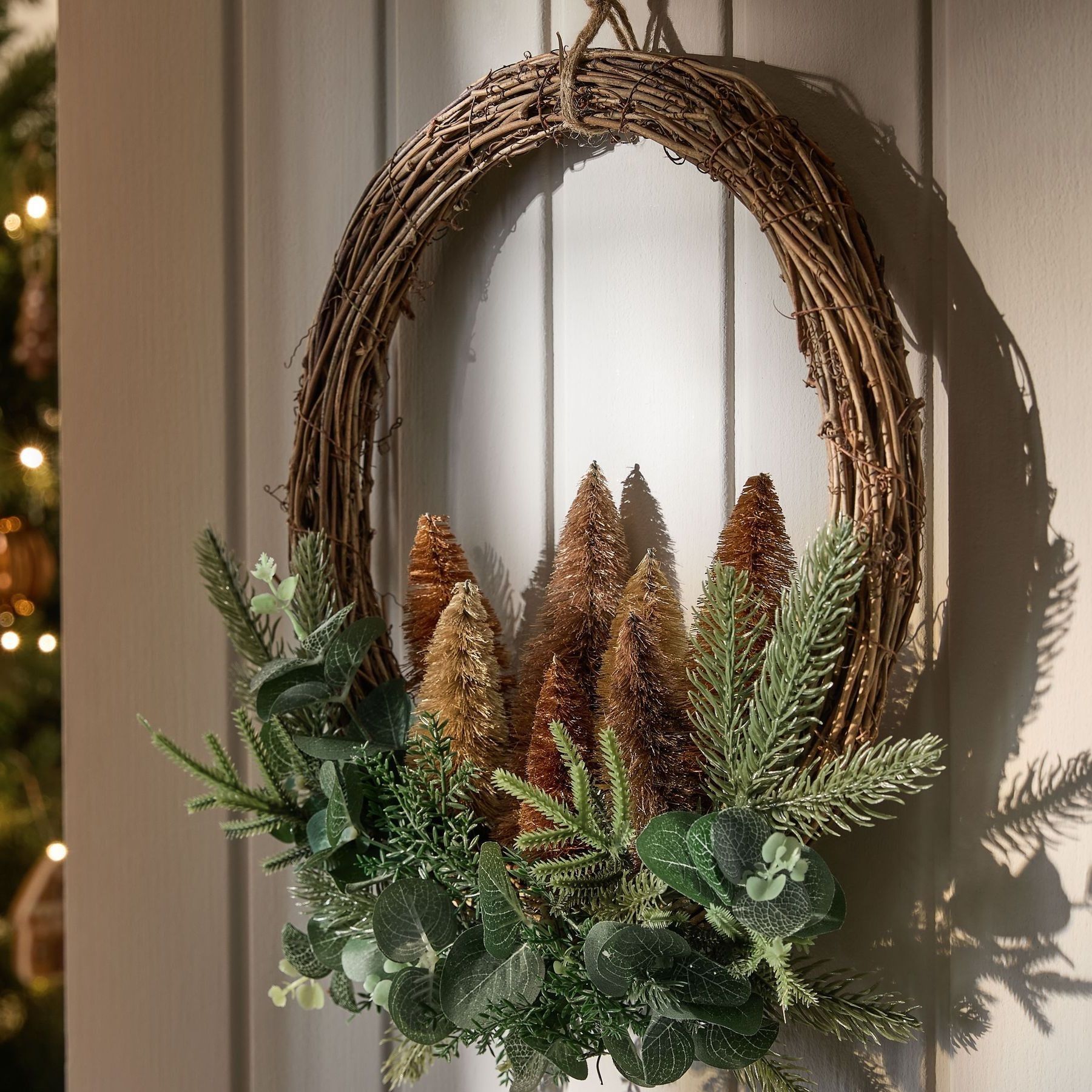 Neutral Brush Tree Christmas Wreath