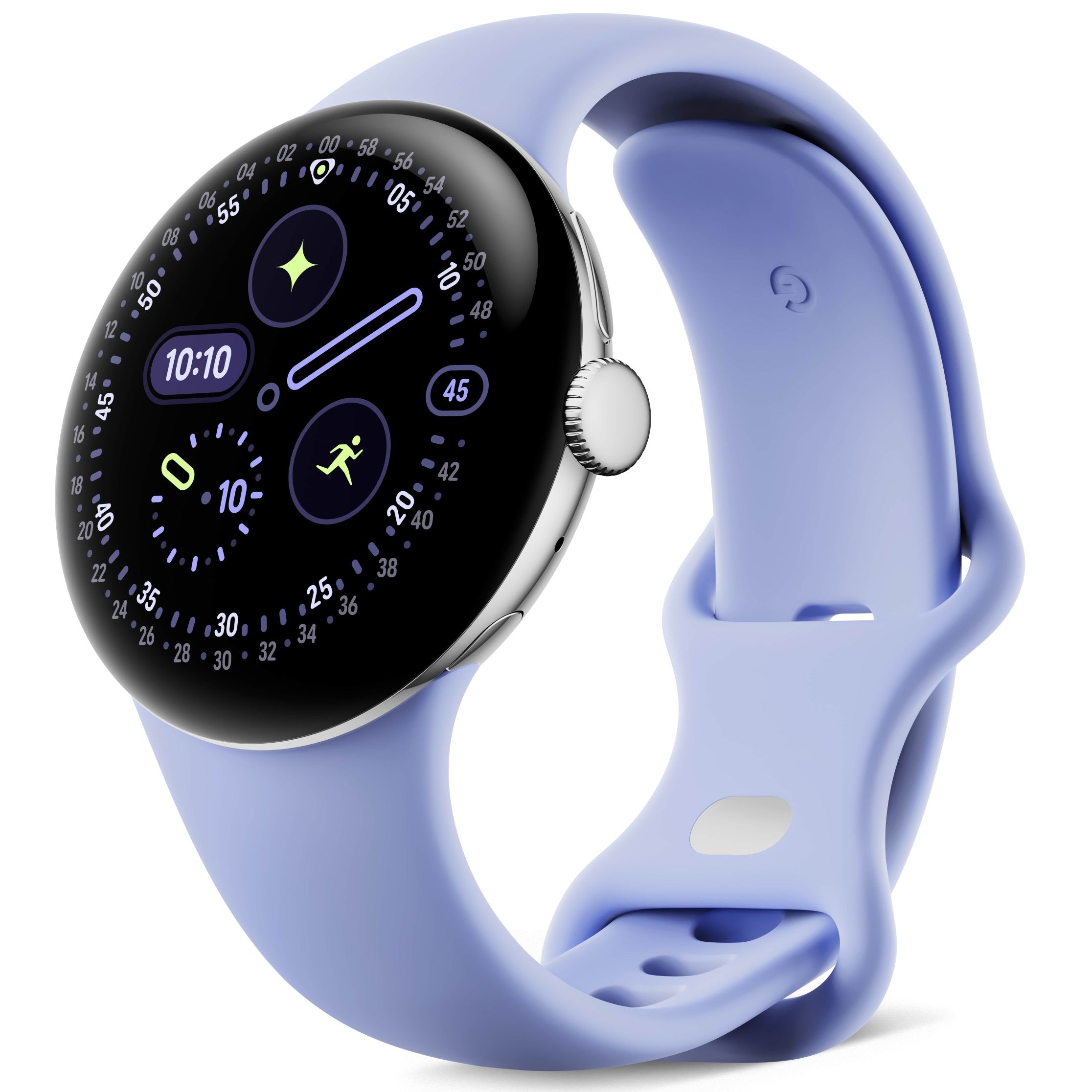 Google Pixel Watch 4 in Polished Silver Aluminum Case / Iris Active Band (41mm)