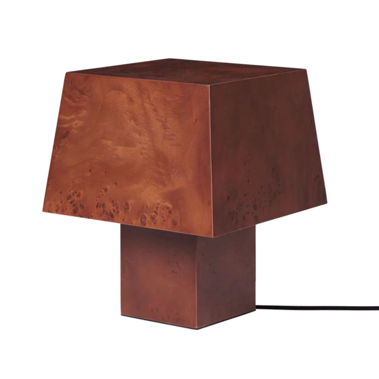 square timber burlwood lamp
