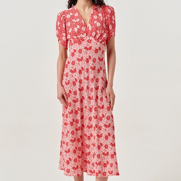Faye Floral Crepe Midi Dress