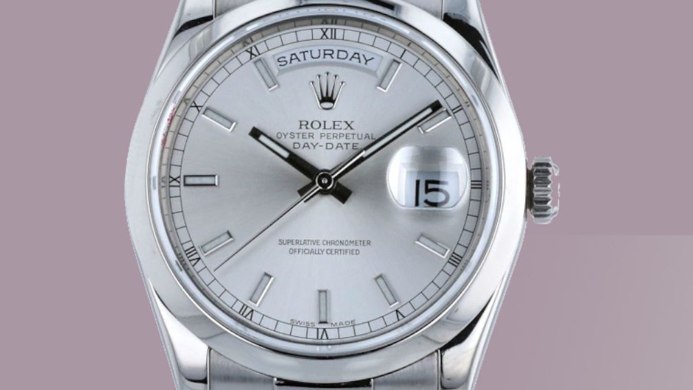 Rolex DayDate on a purple background