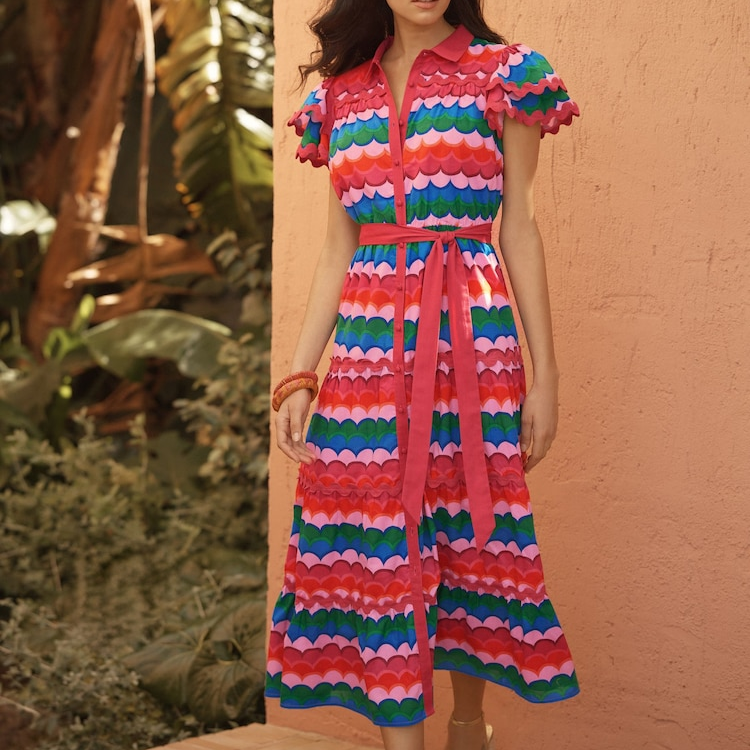 Next, colourful midi dress