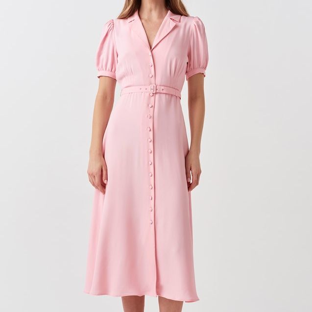 Phoebe Timeless Crepe Collared Button Down Dress