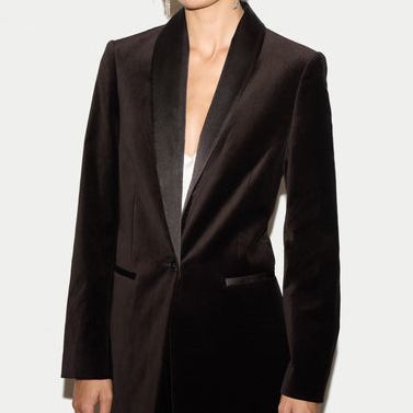 Velvet Shawl Collar Jacket | Brown
