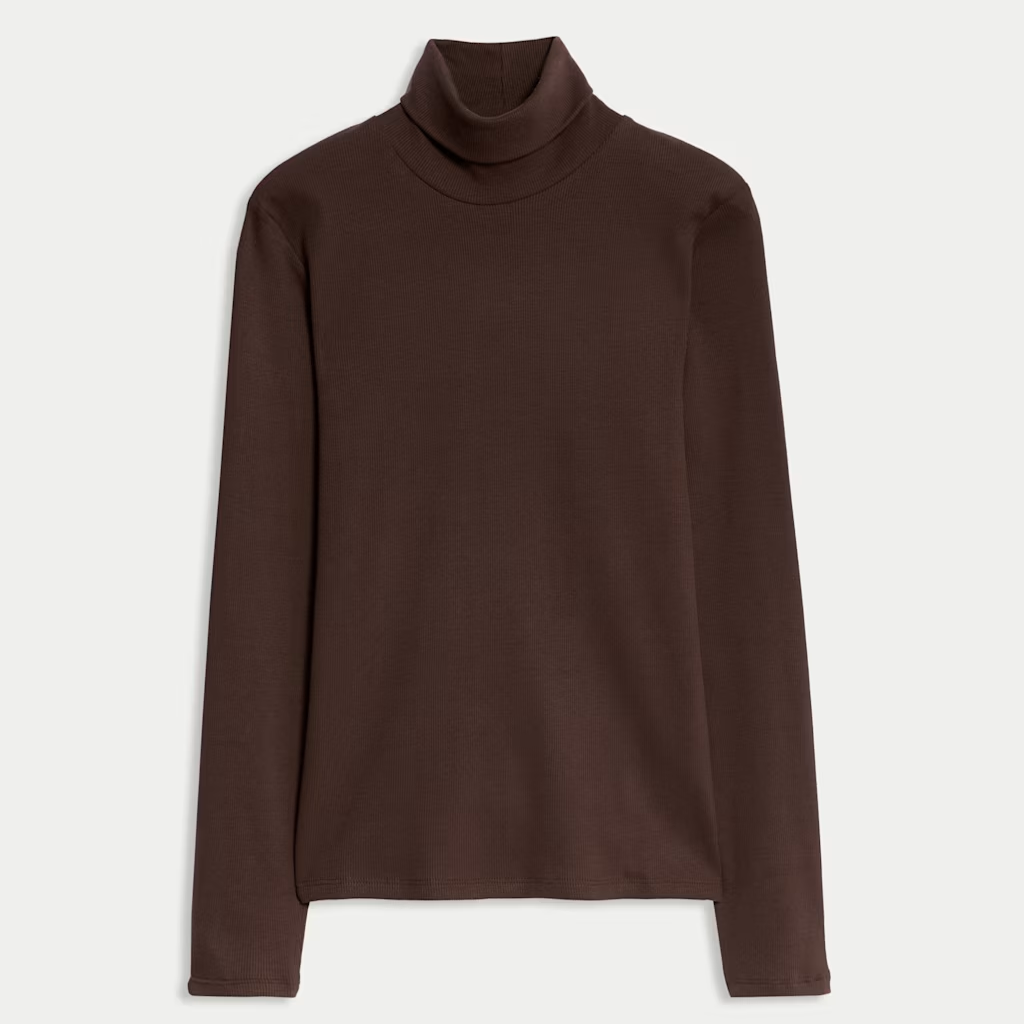 M&amp;amp;S brown turtleneck long sleeve top