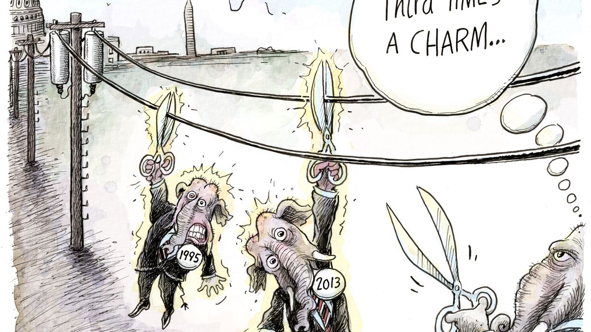 Political cartoon GOP Government Shutdown | The Week, image size:1200x675