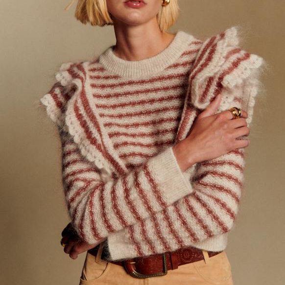 Ariane Jumper - Cream / Rust - Kid Mohair - S&amp;eacute;zane