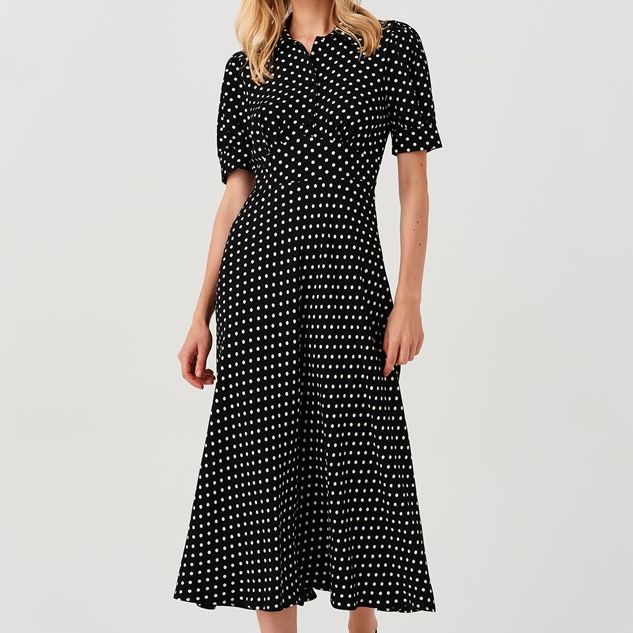 Wilma Spot Midi Tea Dress