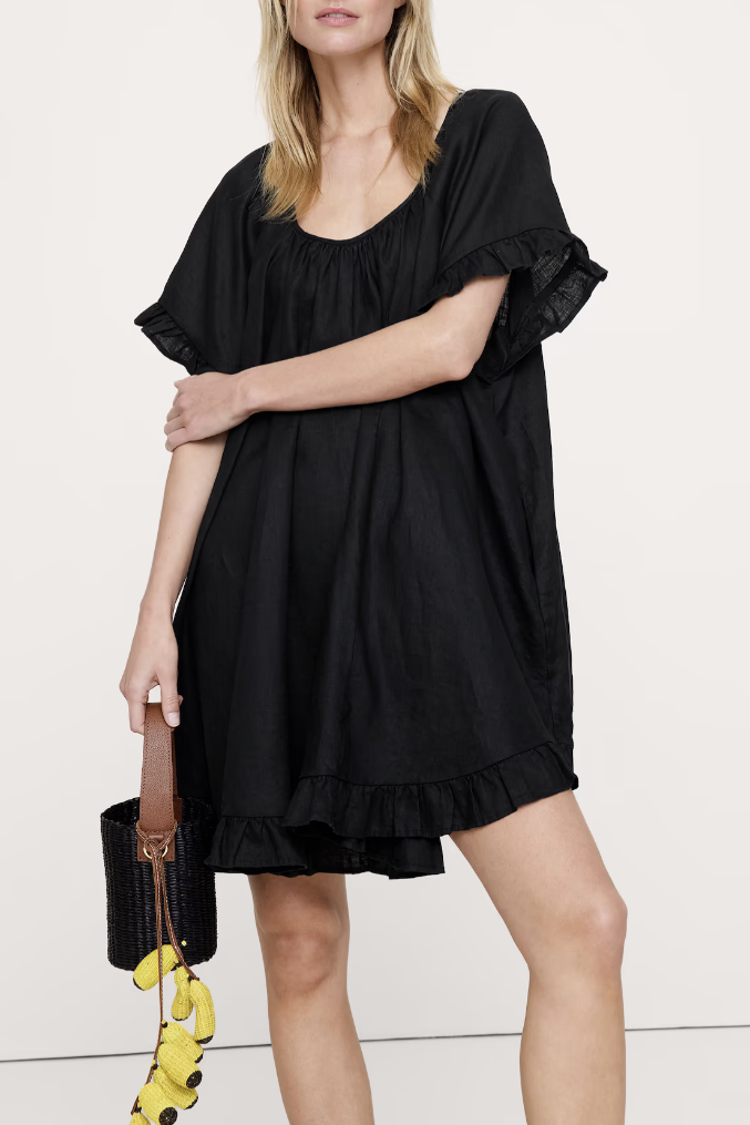 Ruffle Trim Mini Dress