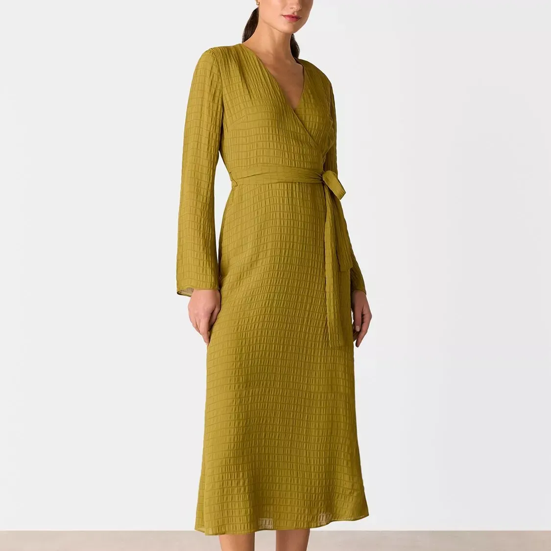 Whistles Alex Textured Wrap Midi Dress