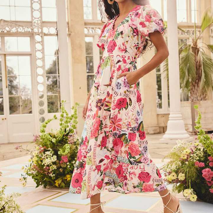 Next, floral midi dress