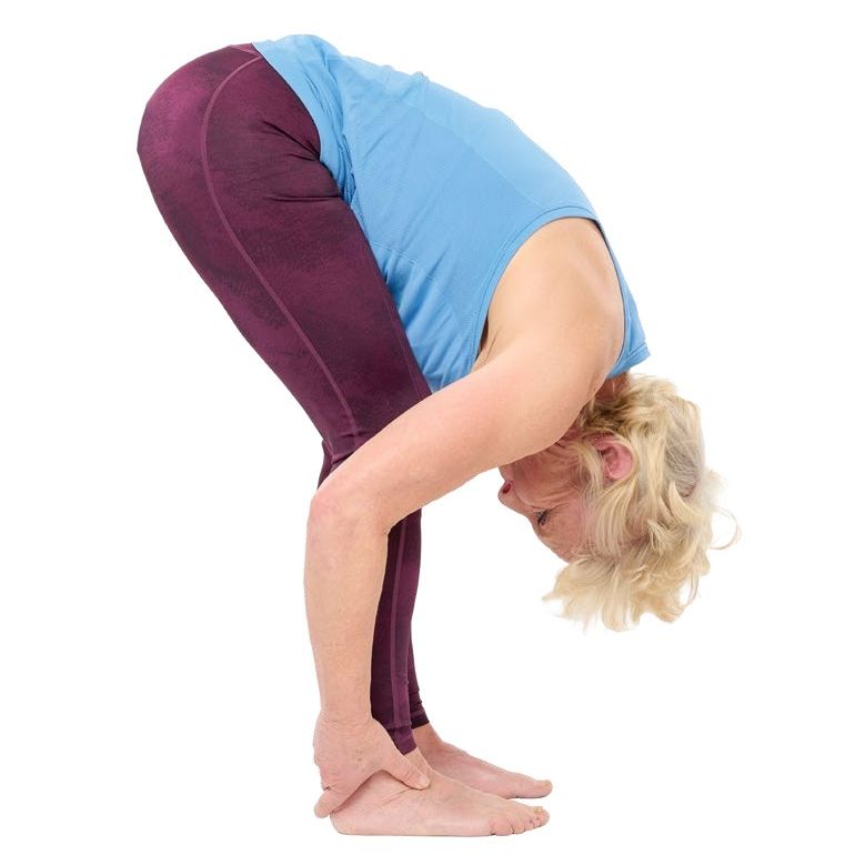 Annie Deadman demonstrates a Standing forward bend