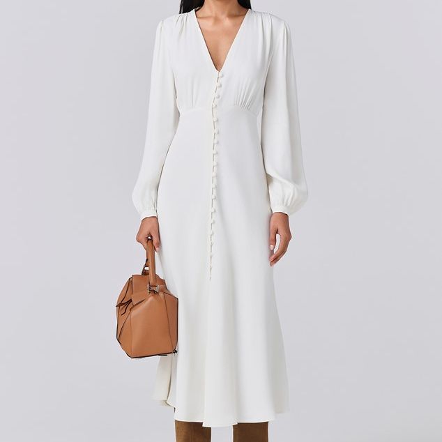 Francesca Crepe Button Through Midi Dress