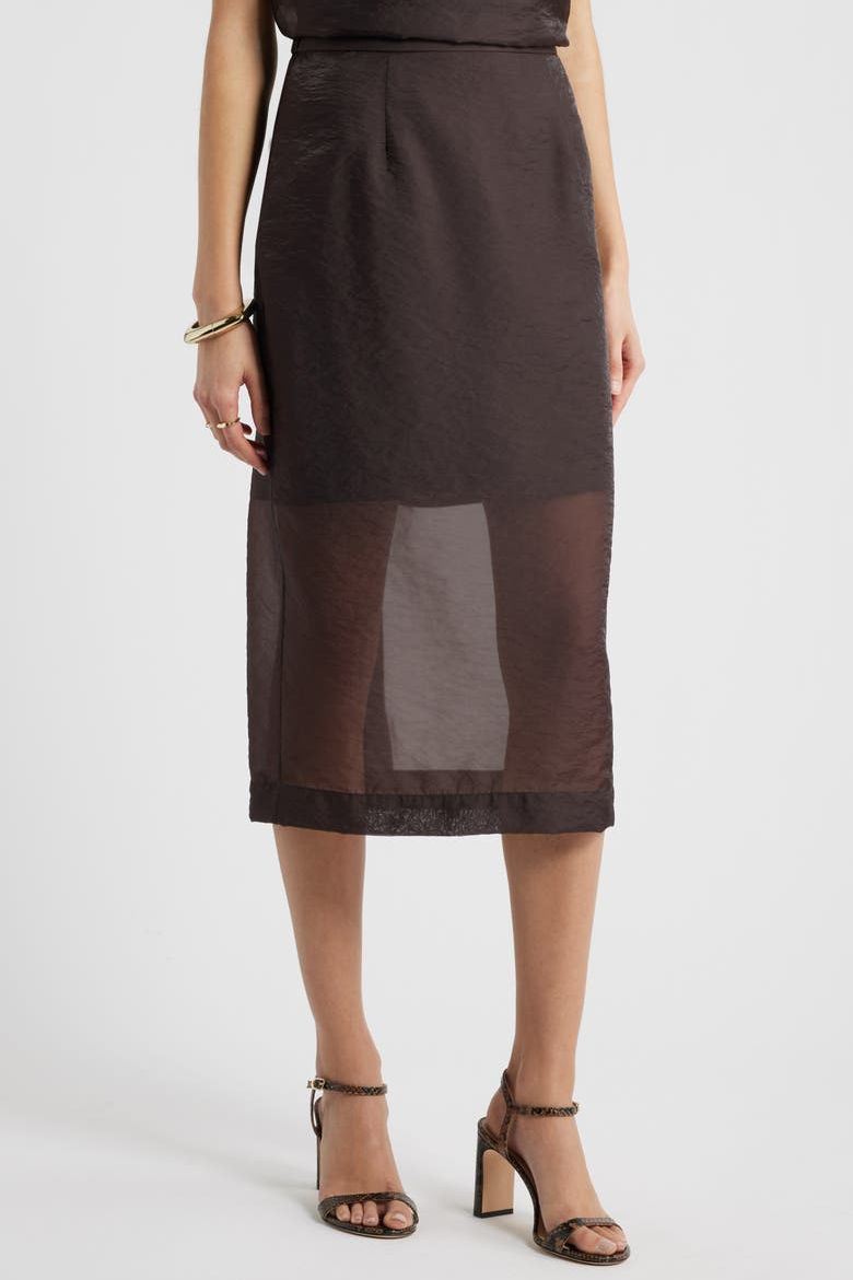 Organza Midi Pencil Skirt
