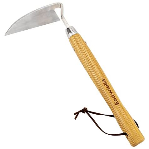 Eadwiella Sickle Hoe Japanese Weeding Sickle Garden Tool Japanese Weeding Tool Small Garden Hand Hoe Weed Scraper for Weeding Cultivating Trenching Japanese Stainless Steel Right Handed Hoe 13 Inch