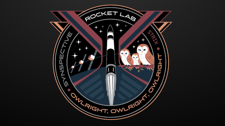The patch for Rocket Lab's &amp;quot;Owlright, Owlright, Owlright&amp;quot; mission.